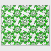 葉が付いている花柄の円の緑パターン ラッピングペーパー (フラット)