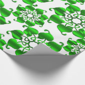 葉が付いている花柄の円の緑パターン ラッピングペーパー (コーナー)