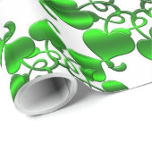 葉が付いている花柄の円の緑パターン ラッピングペーパー (ロールコーナー)