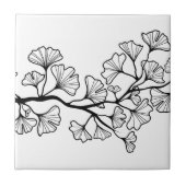 葉が付いている黒いイチョウの木 タイル (正面)