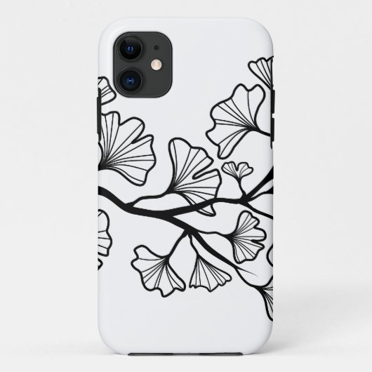 葉が付いている黒いイチョウの木 Case-Mate iPhoneケース (裏面)