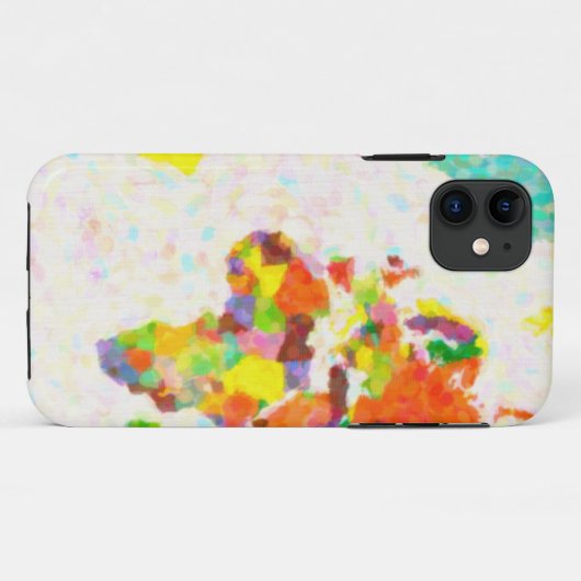 葉が付いているpointilismの世界地図の地図を描きます Case-Mate iPhoneケース (裏面(横))