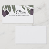 葉が多いオリーブの枝の料理のシェフの名刺、… 名刺 (正面/裏面)