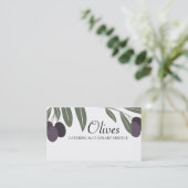 葉が多いオリーブの枝の料理のシェフの名刺、… 名刺 (スタンド正面)