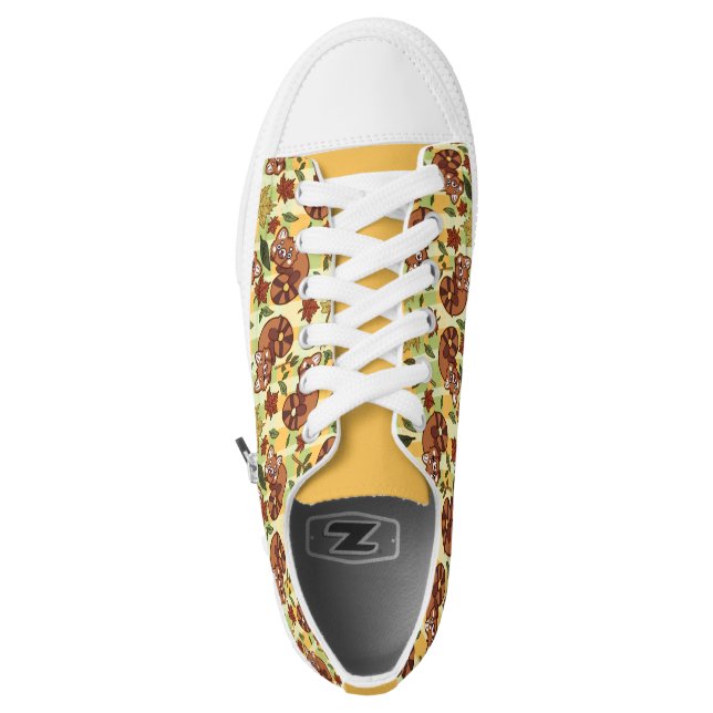 葉が多いレッサーパンダの靴 ロートップスニーカー (左靴表面)