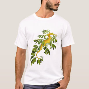 葉が多い海のドラゴンのタツノオトシゴのTシャツ Tシャツ