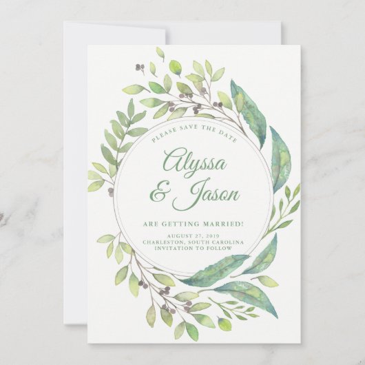 葉が多い緑|の保存写真および名前の日付 セーブザデート (正面)