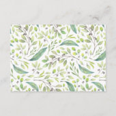 葉が多い緑|の水彩画のおむつのラッフル エンクロージャーカード (裏面)