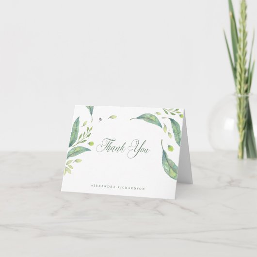 葉が多い緑|の水彩画は感謝していしています サンキューカード (正面)
