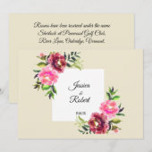 葉が素朴なシンプルピンクのモダン結婚フローラ サンキューカード (正面/裏面)