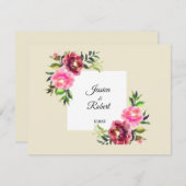 葉が素朴なシンプルピンクのモダン結婚フローラ ノートカード (正面/裏面)