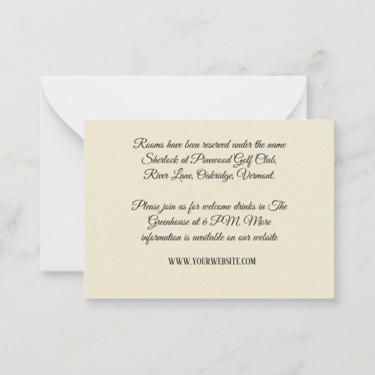 葉が素朴なシンプルピンクのモダン結婚フローラ ノートカード (裏面)