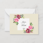 葉が素朴なシンプルピンクのモダン結婚フローラ ノートカード (正面)