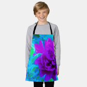 葉が美しいムーディパープル牡丹 エプロン (着用した状態)