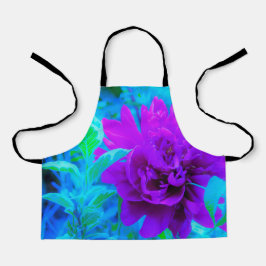 葉が美しいムーディパープル牡丹 エプロン