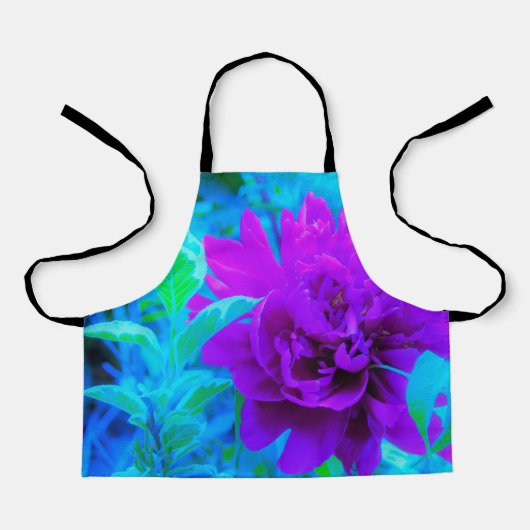 葉が美しいムーディパープル牡丹 エプロン (正面)