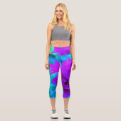 葉が美しいムーディパープル牡丹 カプリレギンス (正面)