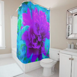 葉が美しいムーディパープル牡丹 シャワーカーテン
