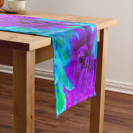 葉が美しいムーディパープル牡丹 ショートテーブルランナー