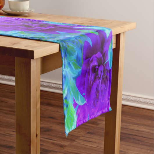 葉が美しいムーディパープル牡丹 ショートテーブルランナー (インサイチュ)