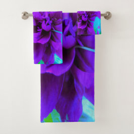 葉が美しいムーディパープル牡丹 バスタオルセット