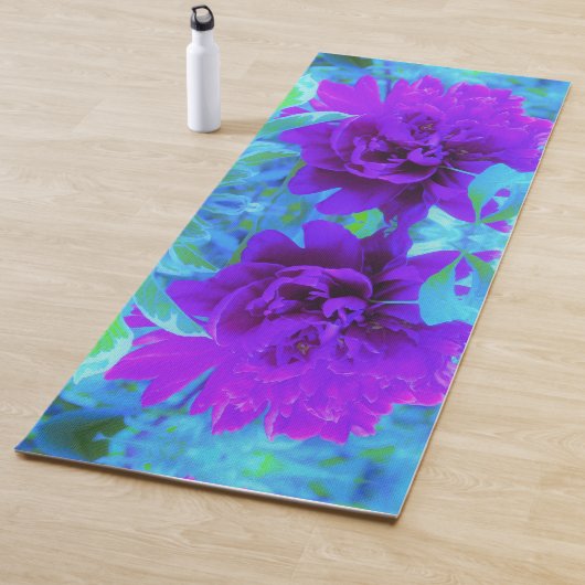 葉が美しいムーディパープル牡丹 ヨガマット (インサイチュ)