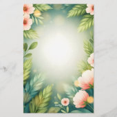 葉が美しい優雅な優雅なピンクの優雅な花 便箋 (裏面)