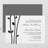 葉が落ちた黒い枝のウェディング 招待状 (正面/裏面)