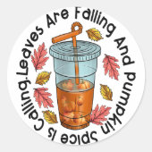 葉が落ちてカボチャの香辛料が呼び出される ラウンドシール (正面)