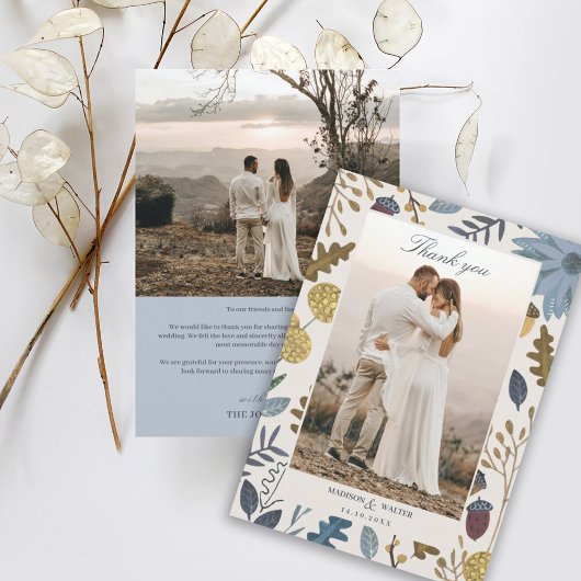 葉が落ちる季節のウェディング　ありがとう 招待状