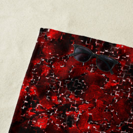 葉が赤く白い色合い点々のある ビーチタオル