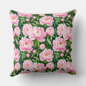 葉っぱがピンク色の牡丹に咲く クッション (裏面)