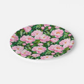葉っぱがピンク色の牡丹に咲く ペーパープレート (アングル)