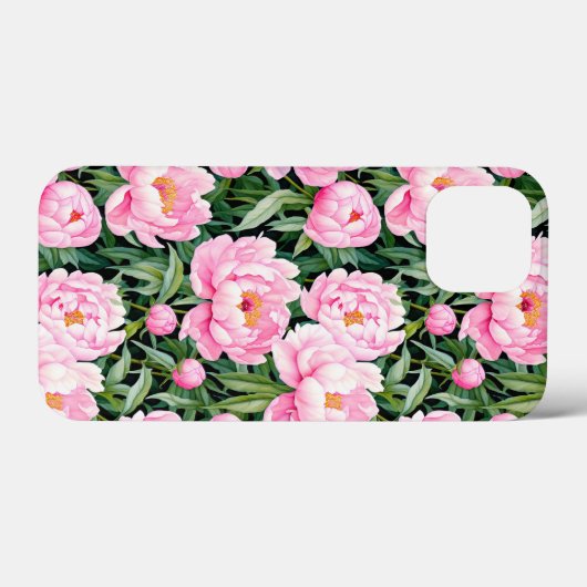 葉っぱがピンク色の牡丹に咲く Case-Mate iPhoneケース (裏面 (横))