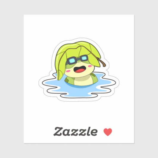 葉っぱが泳ぐカエル シール (シート)