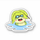 葉っぱが泳ぐカエル シール (正面)