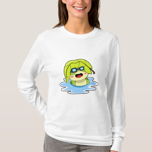 葉っぱが泳ぐカエル Tシャツ (正面)