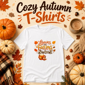 葉っぱが落ちてる、私も落ちてる 秋のユーモア Tシャツ