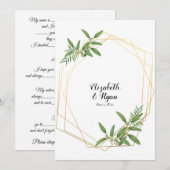 葉っぱと草花の結婚アドバイスカード 花嫁と花婿へ 招待状 (正面/裏面)