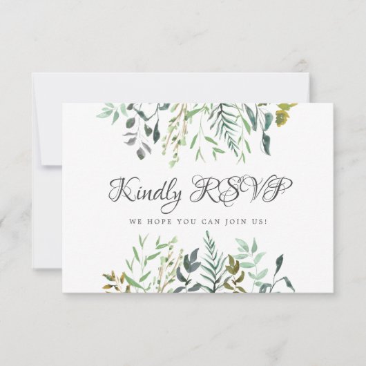 葉っぱのウェディング返信カード　食事と曲のリクエストにお使いください 出欠カード (正面)