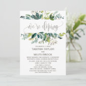 葉っぱのデザインの「私たちは秘密結婚します」式後パーティーカード 招待状 (スタンド正面)