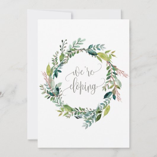 葉っぱのデザインの「私たちは秘密結婚します」式後パーティーカード 招待状 (裏面)