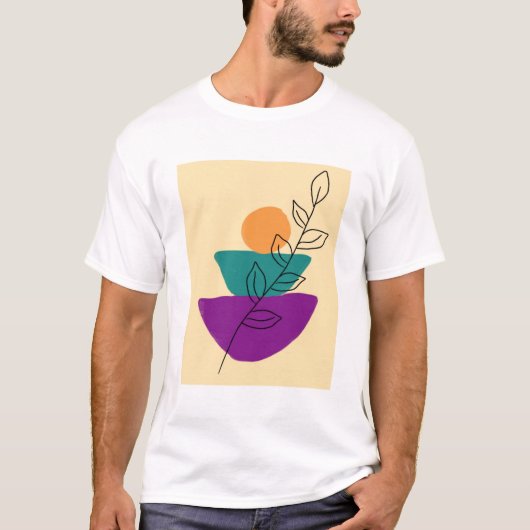 葉っぱのボヘミアンイラスト Tシャツ (正面)