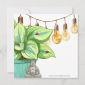 葉っぱの多いホスタの植物とハードゥとコチョウラン 招待状 (裏面)