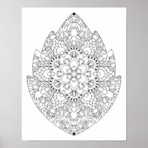 葉っぱの形のフラワーマンダラ 大人の塗り絵