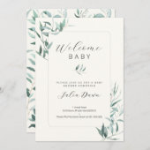 葉っぱの性別問わないベビーシャワー招待状 招待状 (正面/裏面)