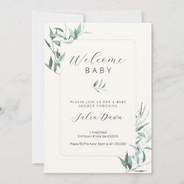 葉っぱの性別問わないベビーシャワー招待状 招待状