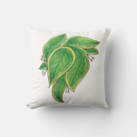 葉っぱの植物柄 クッションカバー クッション (正面)