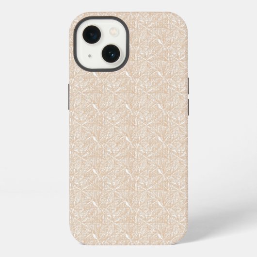 葉っぱの模様が入った白い背景 iPhoneケース (裏面)