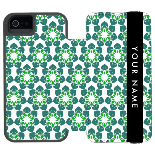 葉っぱの模様、緑の葉、あなたの名前 INCIPIO iPhoneウォレットケース (フォリオ Open)